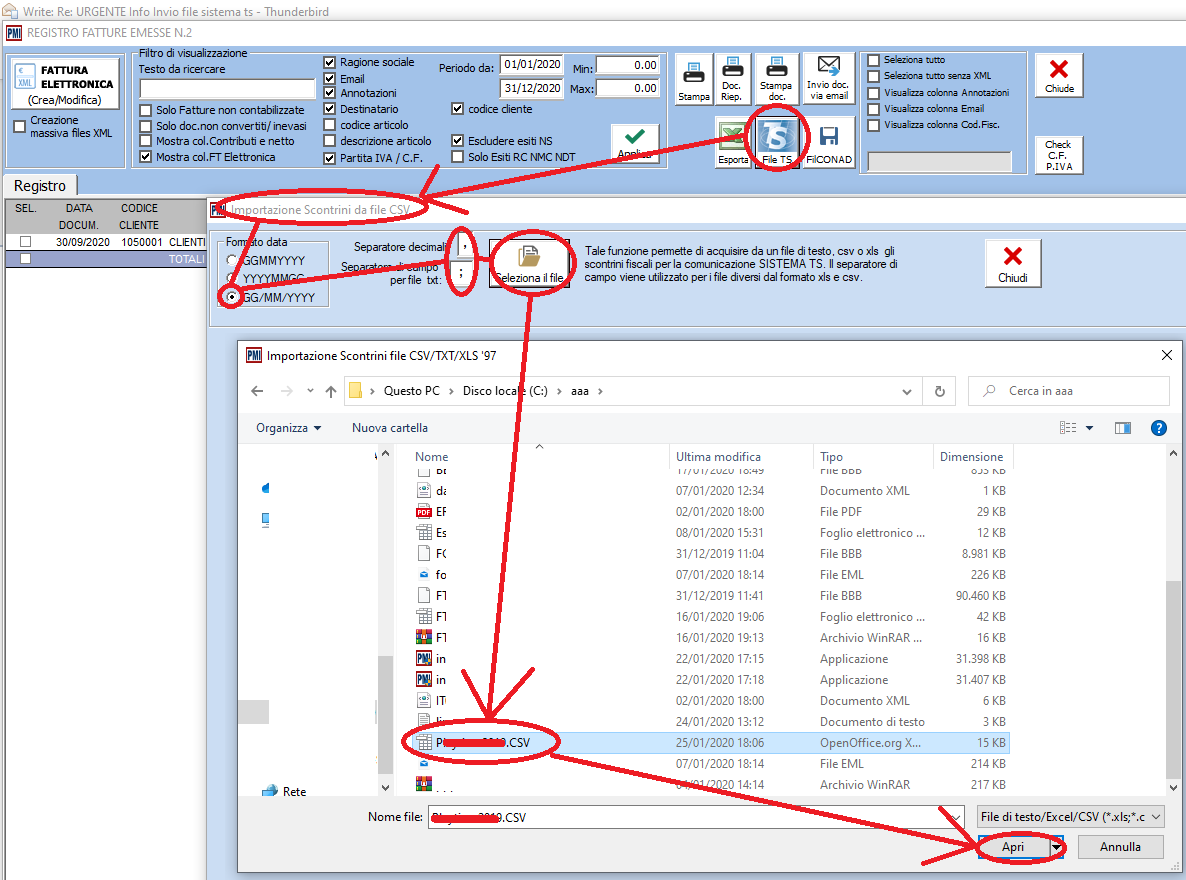 Importazione file xml corrispettivi