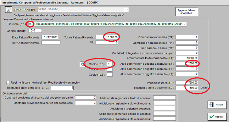 Compensi Per Cessione Diritti Di Autore (con Ricevuta): CODICE "B"